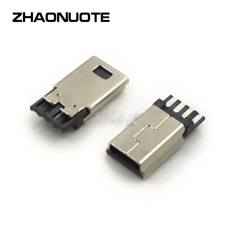 

100pcs Mini USB 5p Male Connector Front 5 Rear 5 B Type DC Power Wire Plug Socket Male Connector