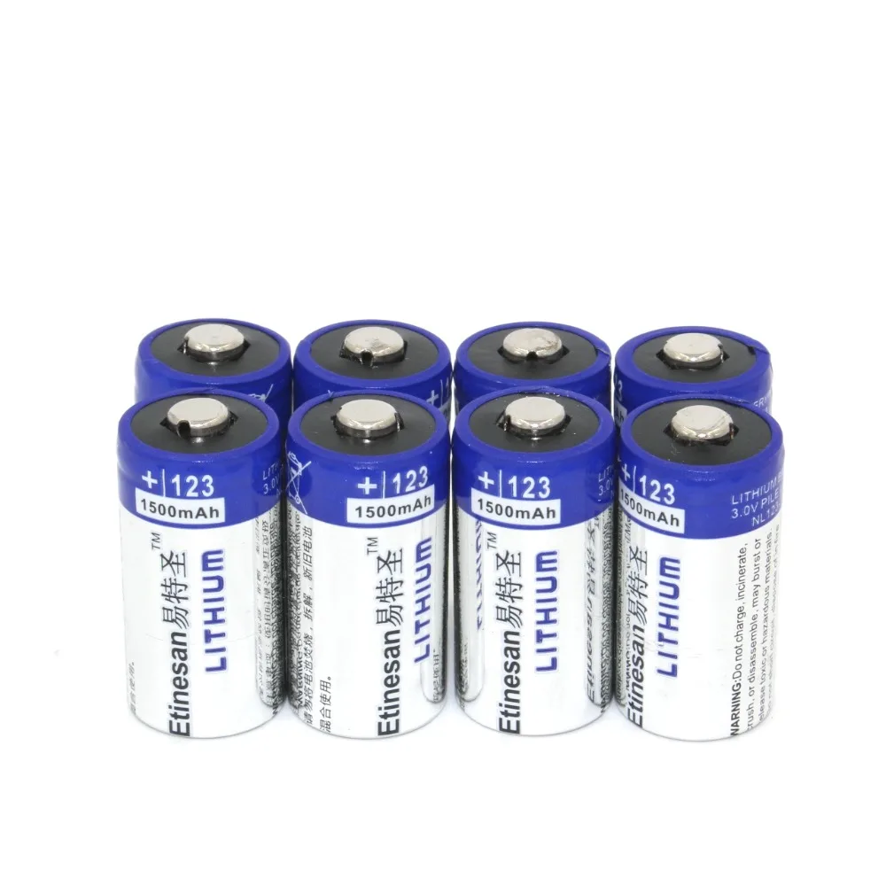 Primary Lithium Flashlight Battery: Etinesan CR123A 3V 1500mAh (4.5Wh 20mA rate non-rechargeable photo battery) | Электроника