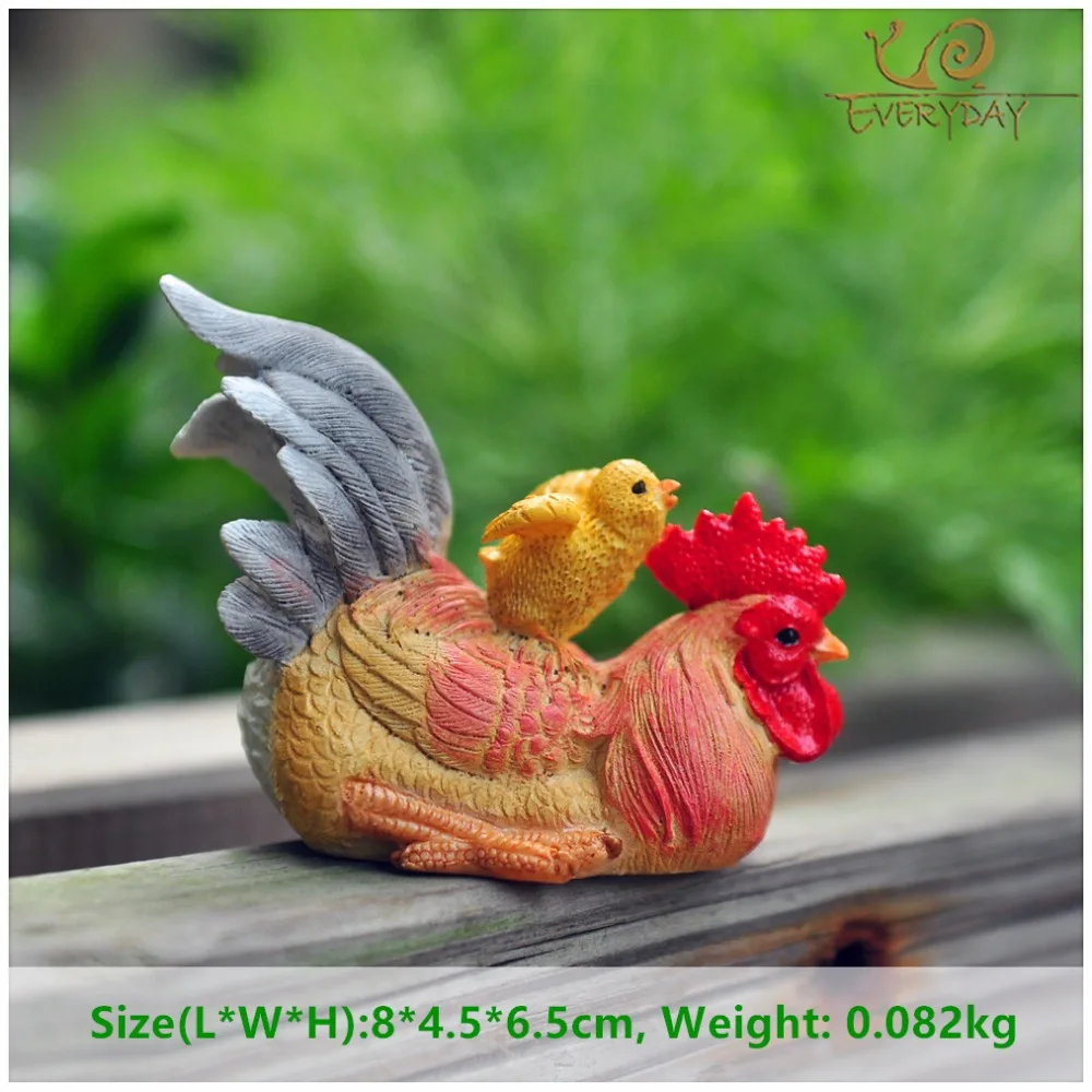 Everyday Collection resin crafts statue fairy garden ornament desktop Easter decoration miniature rooster figurine chicken gift | Дом и сад