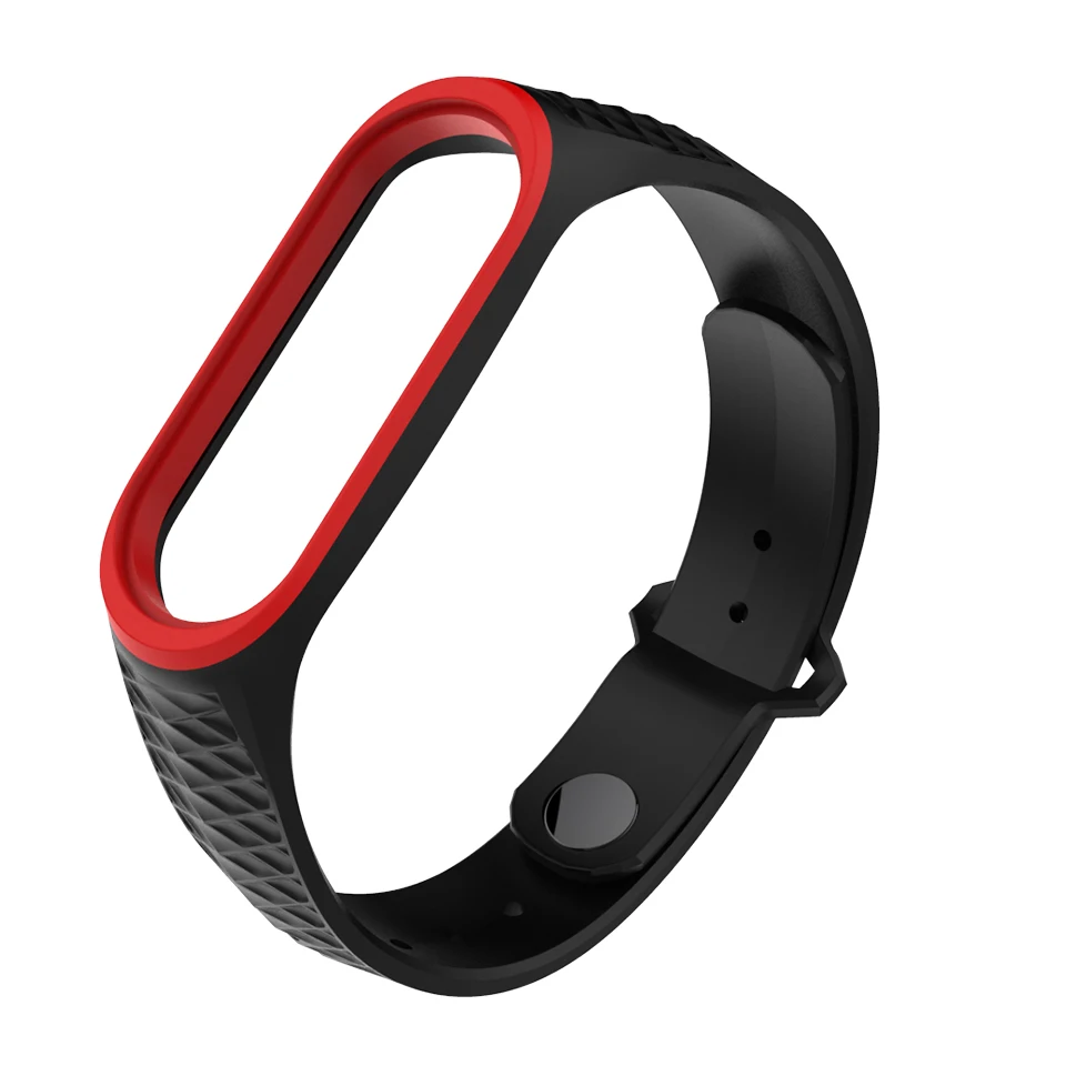 Mi jobs mi Band 3 ремешок для mi band 4 ремешок спортивный силиконовый браслет на запястье для Xiaomi mi Band 3 4 аксессуары браслет - Цвет: black and red