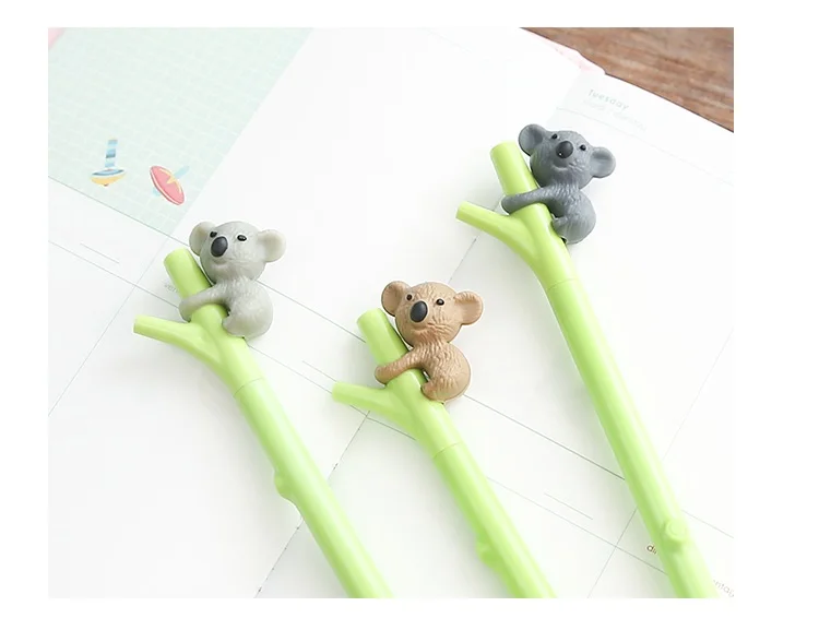 30 шт./лот, гелевая ручка Kawaii Koala, 0,5 мм, черные чернила, ручки для подписи, корейские,, офисные аксессуары, школьные принадлежности