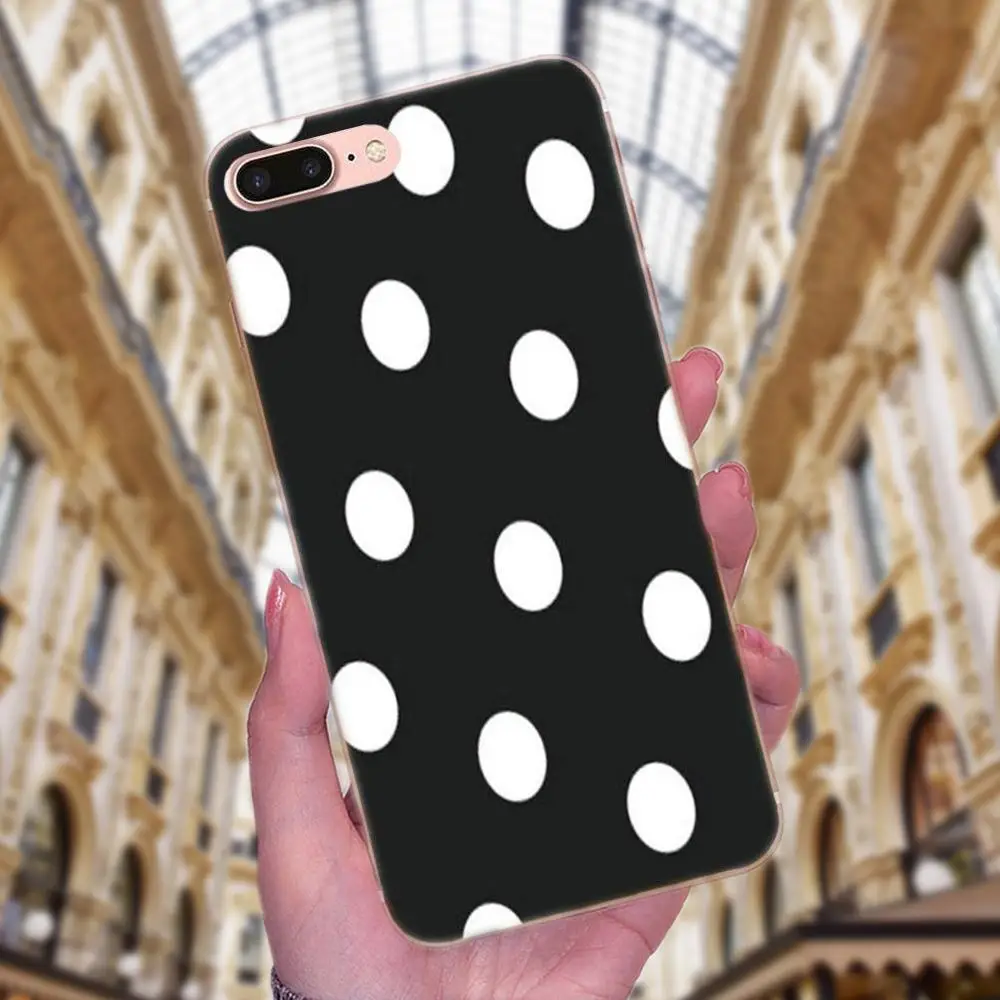 2018 Black And White Polka Dot For Huawei Honor 4C 5A 5C 5X 6 6C 6A 6X 7 7X 8 9 V8 V10 Y3II Y5II Y6II G8 P7 Play Lite | Мобильные