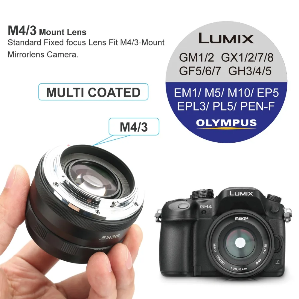 Meike 35 мм f1.4 объектив с широкой диафрагмой и ручной фокусировкой APS-C для цифровой камеры Olympus микро 4/3 EM10/EM5/EM1/EP5/EPL3 и Panasonic G7/6/5/4/3+ подарок