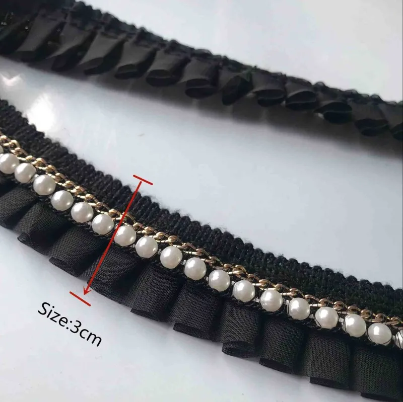 1 ярд 3 см один раз органная блуза черно-белый шифон рюшами кружевной отделкой DIY