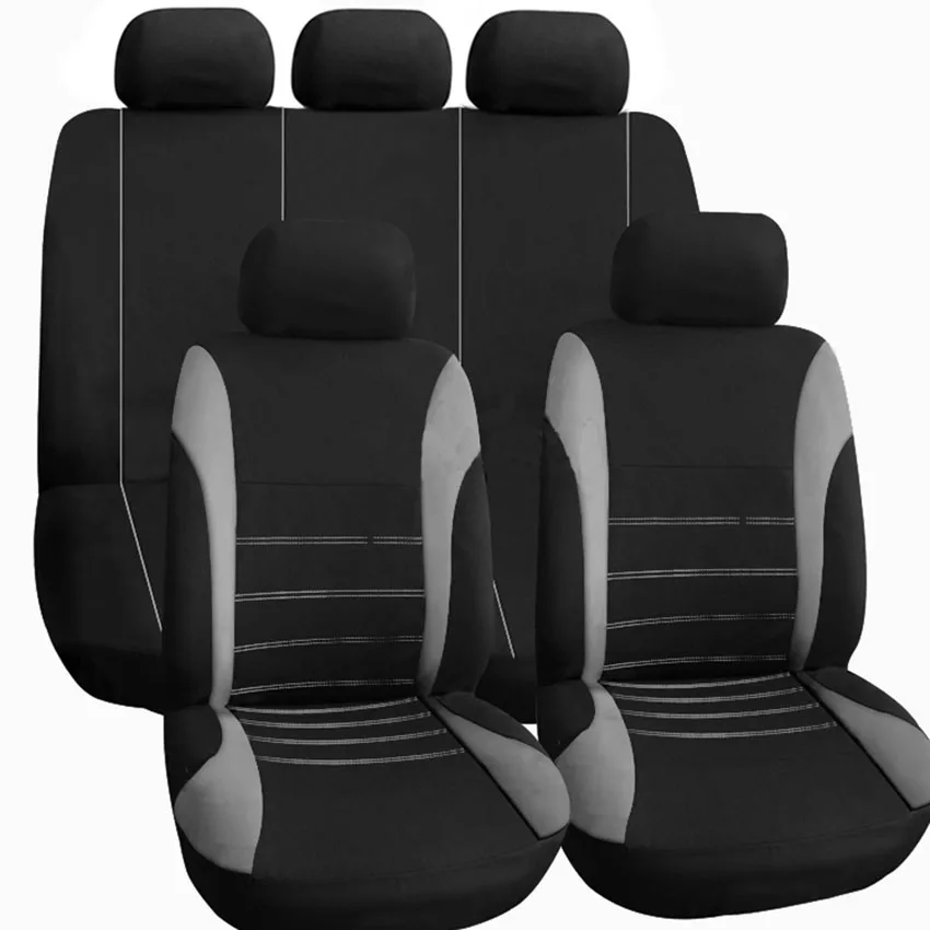

Universal 9 Pcs Car Cases Red Gray Mesh Sponge Car Styling Interior Accessories Sedans Car Seat Covers Set for Car Care 2017