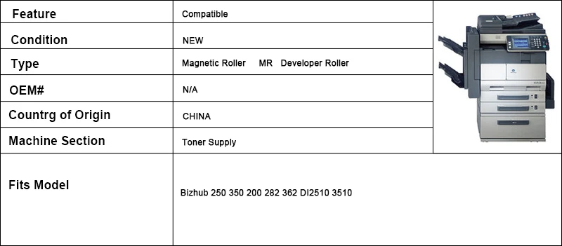 Совместимый магнитный ролик MR для Konica Minolta Bizhub 250 350 200 362 282 DI2510 3510 ролик разработчика
