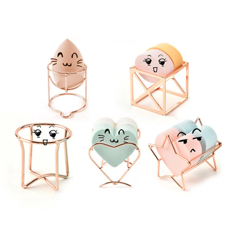 

Fashion Makeup Puff Rack 1PC Beauty Storage Rack Star Sponge Square Powder Puff Holder Metal Sponge Drying Holder