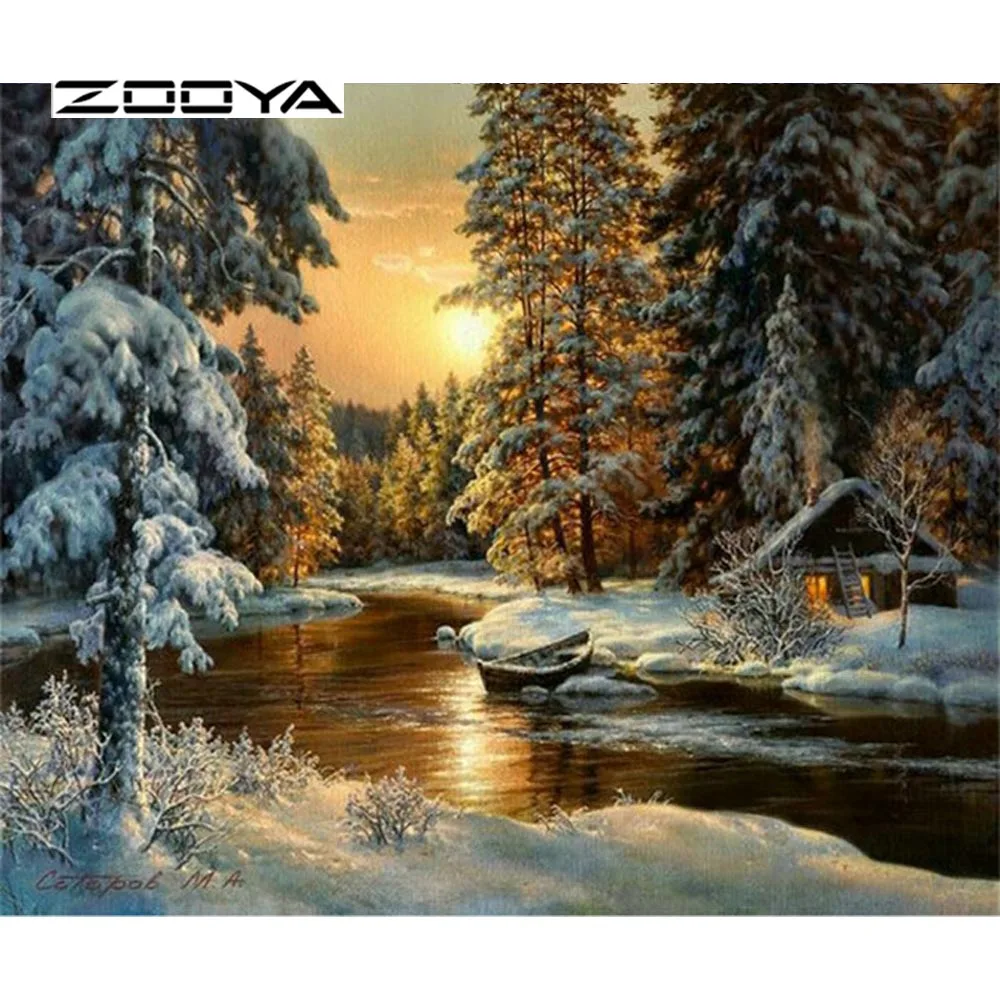 Алмазная картина ZOOYA живописная Снежная елка полная вышивка узор стразы Декор