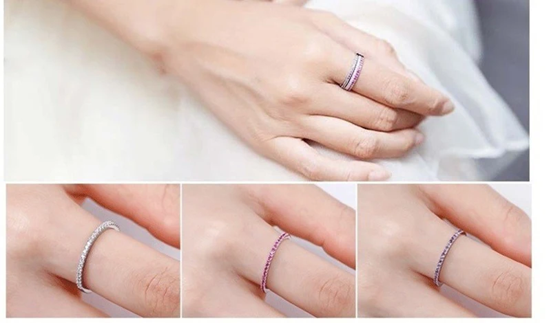 New Arrival 1pc/bag Single Style Row of Drill String Ring Purple Pink White Color Round Shape for Women Wedding Gifts | Украшения и