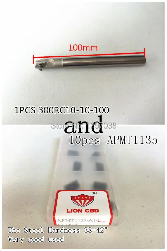 

Концевая фреза BAP300R C10-10-100-1T BAP с прямым углом, 1 шт. и 10 вставок APMT1135