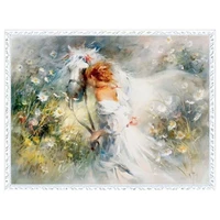 oneroom needlework for embroidery diy dmc flowers girl and horse cross stitch kits 14ct counted unprinted oil painting