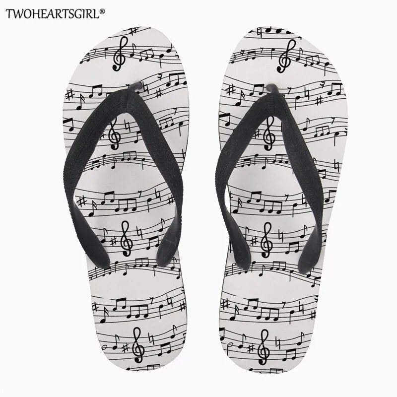 Пляжные шлепанцы twoheart sgirl тапочки с 3D рисунком музыкальных нот пианино плоская