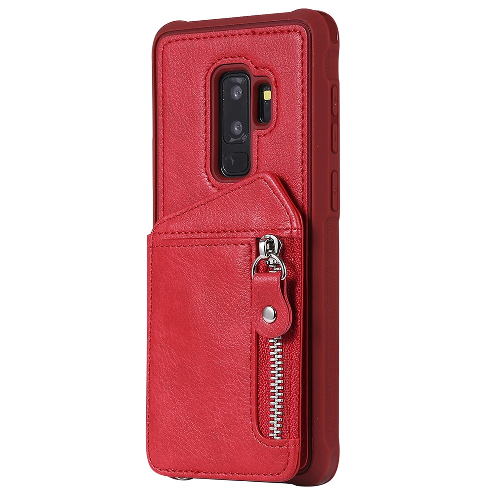 Кожаный флип-чехол на молнии для samsung Galaxy S10 Plus S10+ s 10 s10e S9 S8 Plus, чехол-бумажник для карт, чехол для samsung S10plus Note 9 - Цвет: Red