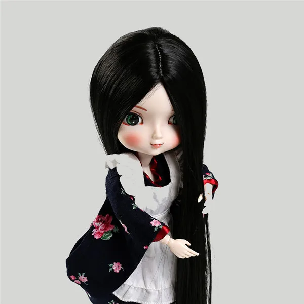 Black 22 см окружность головы 30 см длина 1/6 BJD кукла парик SD/BJD женский BBGirl кукла парик аксессуары для волос Макияж Игрушки для девочек - Цвет: Black