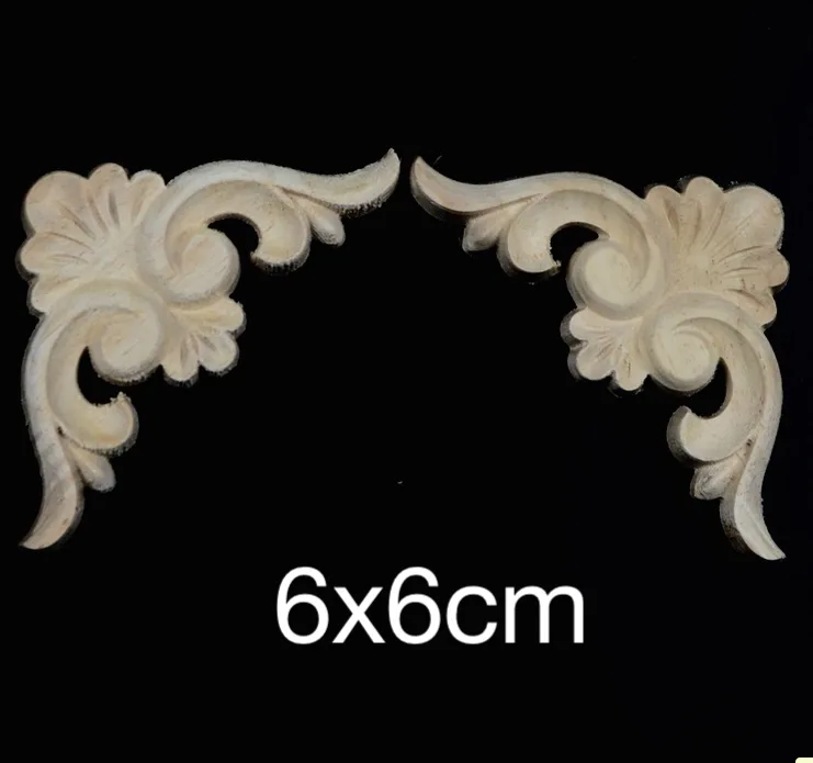 

8Pieces/Lot 7x7cm European Solid Rubber Wood Carved Door Cabinet Trim