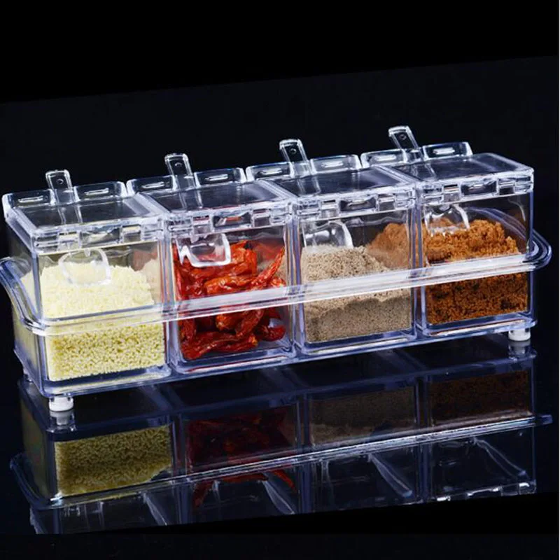 Прозрачная стойка для приправ искусственная 4 предмета стандартные банки