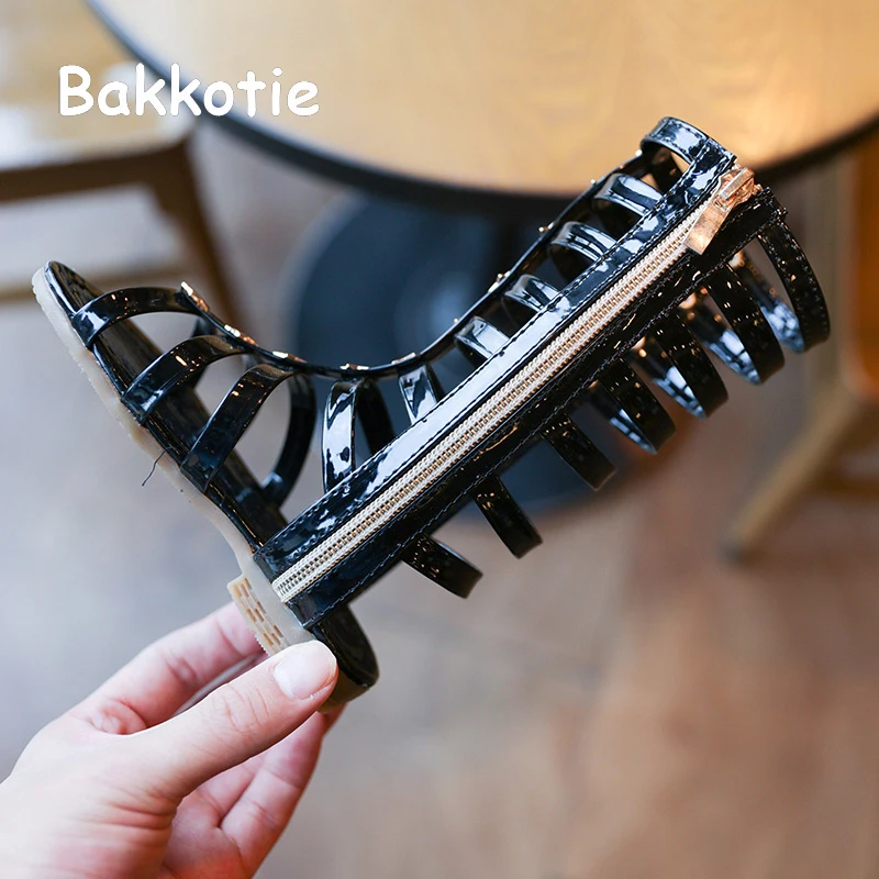 Bakkotie 2018 Новая мода лето для маленьких девочек Высокая Римские сандалии ребенок