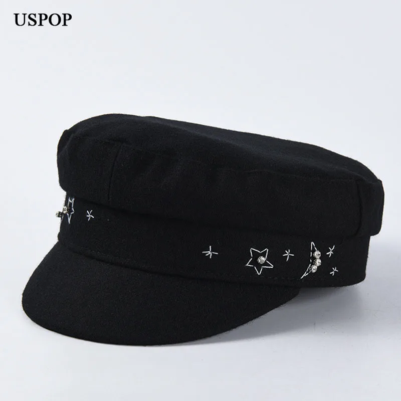 Женская шерстяная шапка USPOP Newsboy зимняя Шерстяная кепка на плоской подошве с