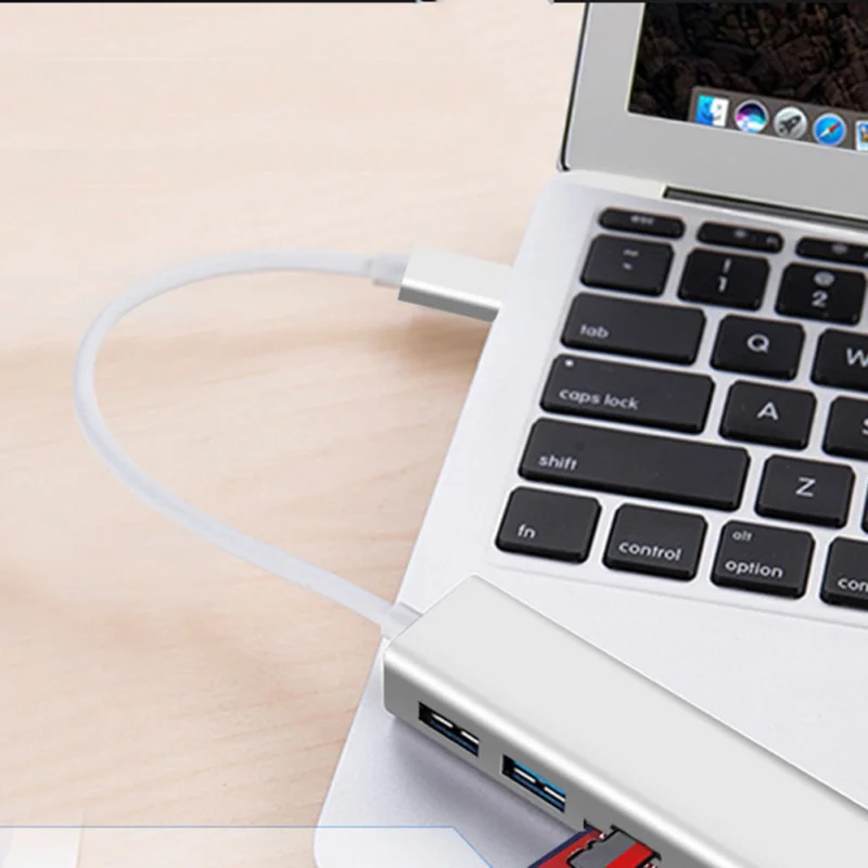 5 в 1 USB-C концентратор из алюминиевого сплава Type-C адаптер с RJ45 Ethernet портом USB 3 0 SD/TF