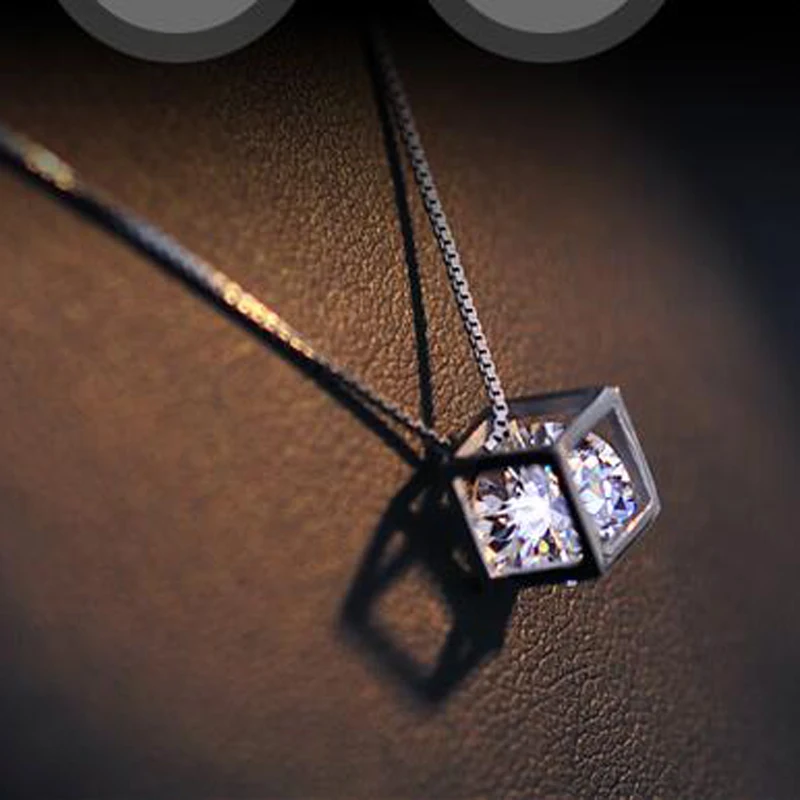 Creative Women Fashion White Gold Plated Necklace Ladies Popular Style Square Love Box Pendant | Украшения и аксессуары
