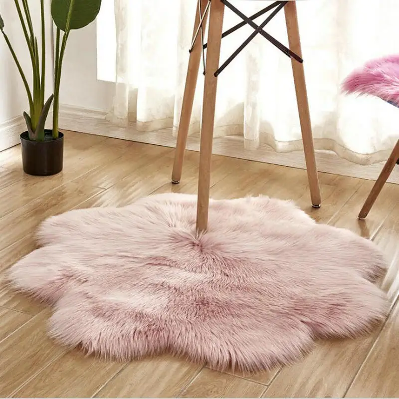 LIGHT PINK Плюшевый лохматый ковер из искусственной шерсти, 5-6 см, зимний ковер для гостиной, украшение для дома, коврик для гостиной, пушистый коврик для спальни, Розовый ковер - Цвет: LIGHT PINK
