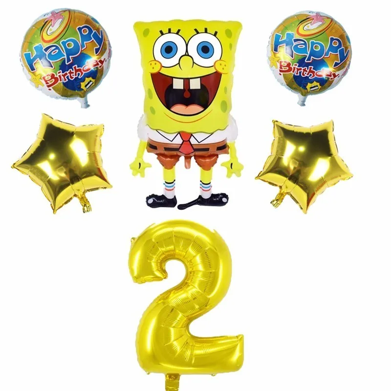 large SpongeBob 6 шт./лот Губка Боб Квадратные Штаны и 40 дюймов номер фольги Воздушные шары День рождения украшения Дети день поставки детские игрушки - Цвет: large SpongeBob