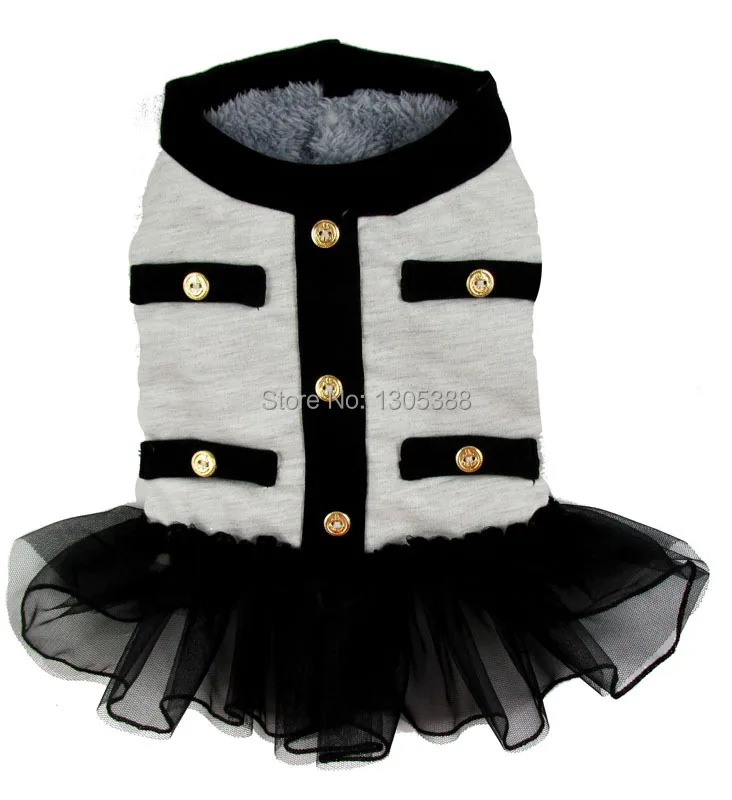 Серый ароматный теплый зимний стиль платье пачка принцессы для собак пальто