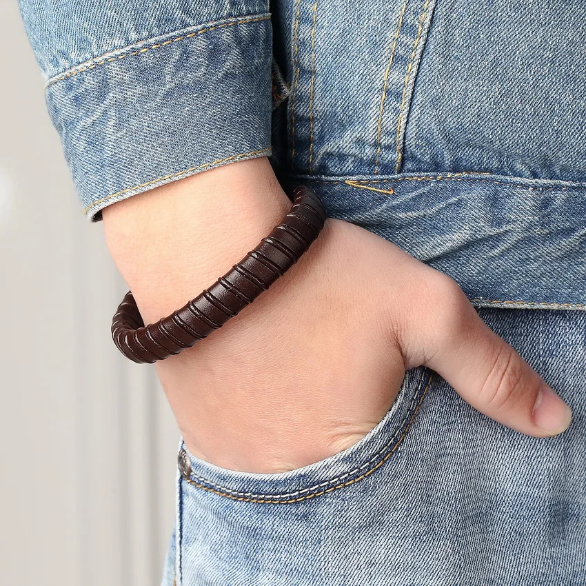 Модные ювелирные изделия из натуральной кожи и нержавеющей стали очаровательный