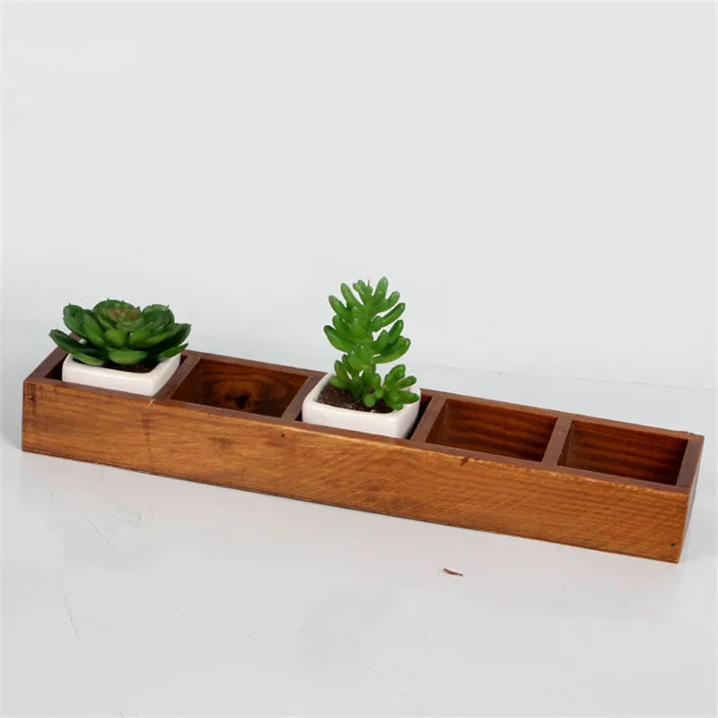 Завод лоток Винтаж Мини Деревянный Коробки комнатные растения ящик для хранения