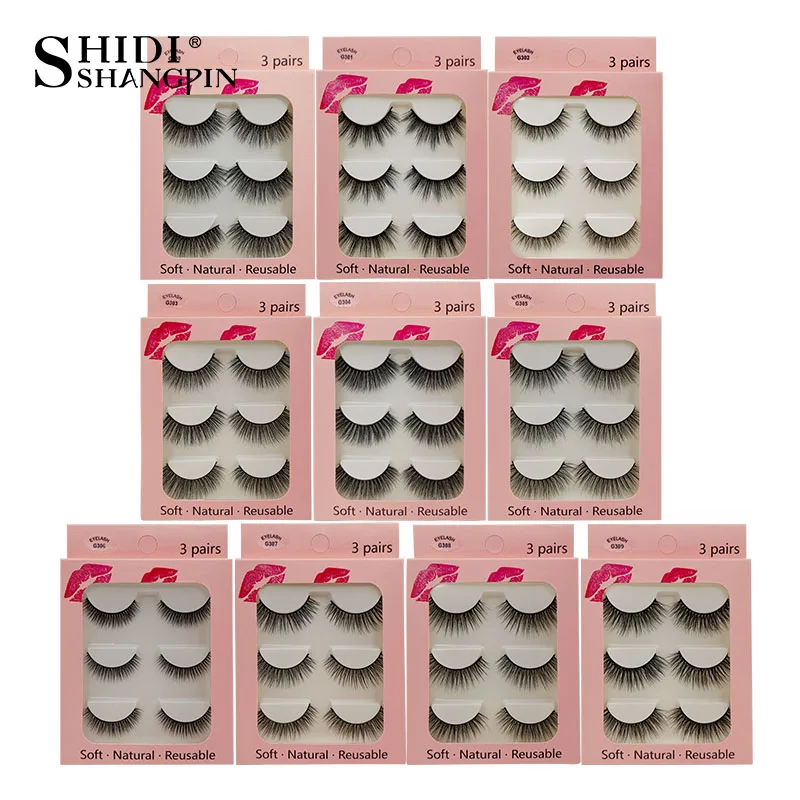 

New 3 Pairs Mink Eyelashes Make up Natural Long Eye lashes False Lashes Handmade For Makeup 3d Mink Lashes Mink Cilios Faux Cils