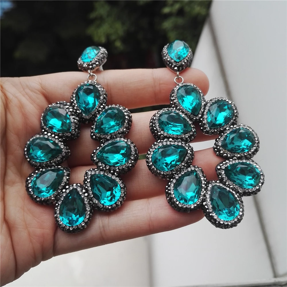 Женские полупрозрачные висячие серьги подвески с кристаллами и большим