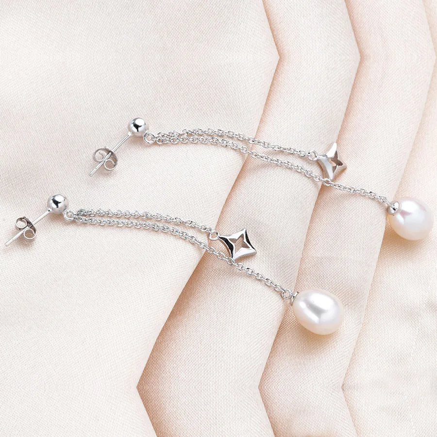 Подарок на день матери LINDO! 100% настоящий природный жемчуг Висячие серьги для