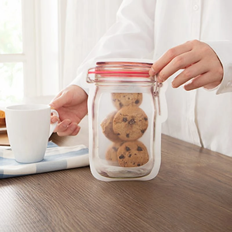

Set Jar Bag Reusable Snack Bag Mobile Hermetic Freezer Bags Ziplock Bags Kitchen Food Mason Bottle Travel Seal Pouch