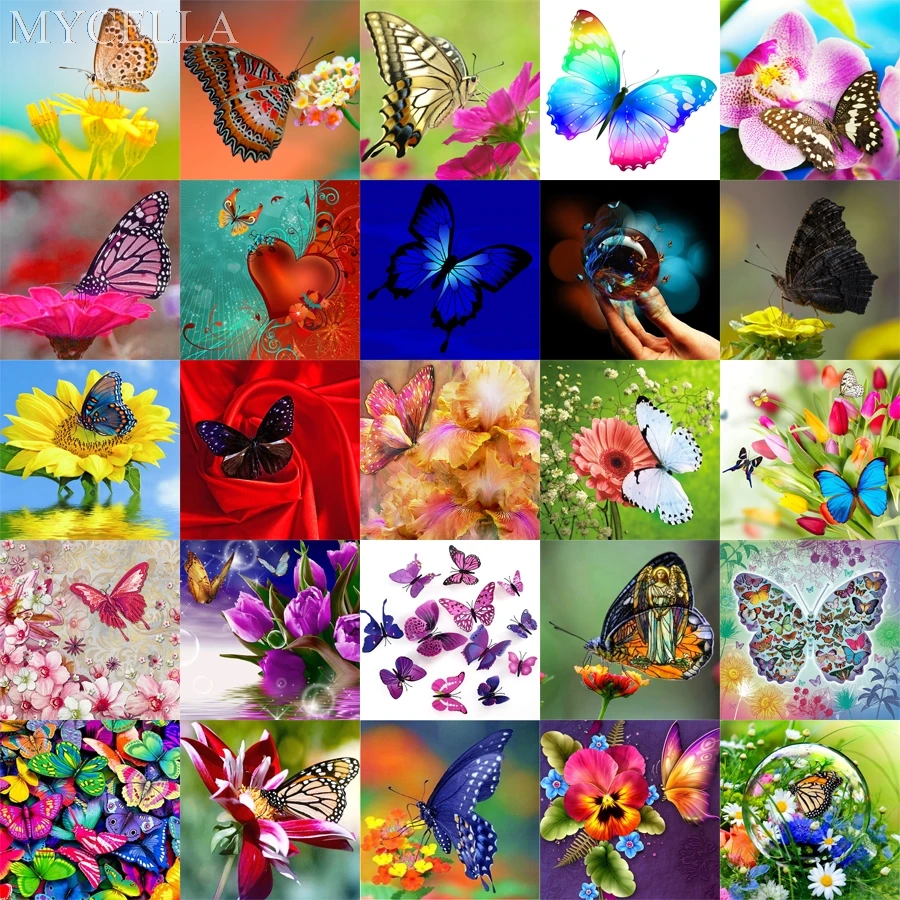DIY алмазная живопись бабочки и цветы наборы крестиков полная Алмазная Мозаика