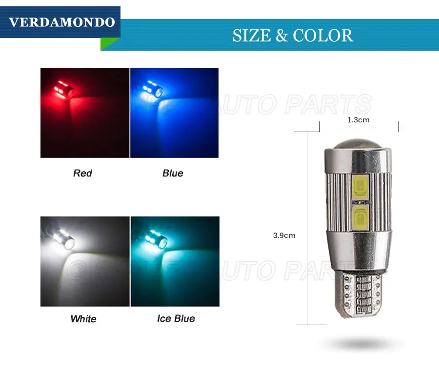 W5W светодиодный T10 10 SMD 5630 5730 автомобильные лампы 168 194 светильник поворота лампа