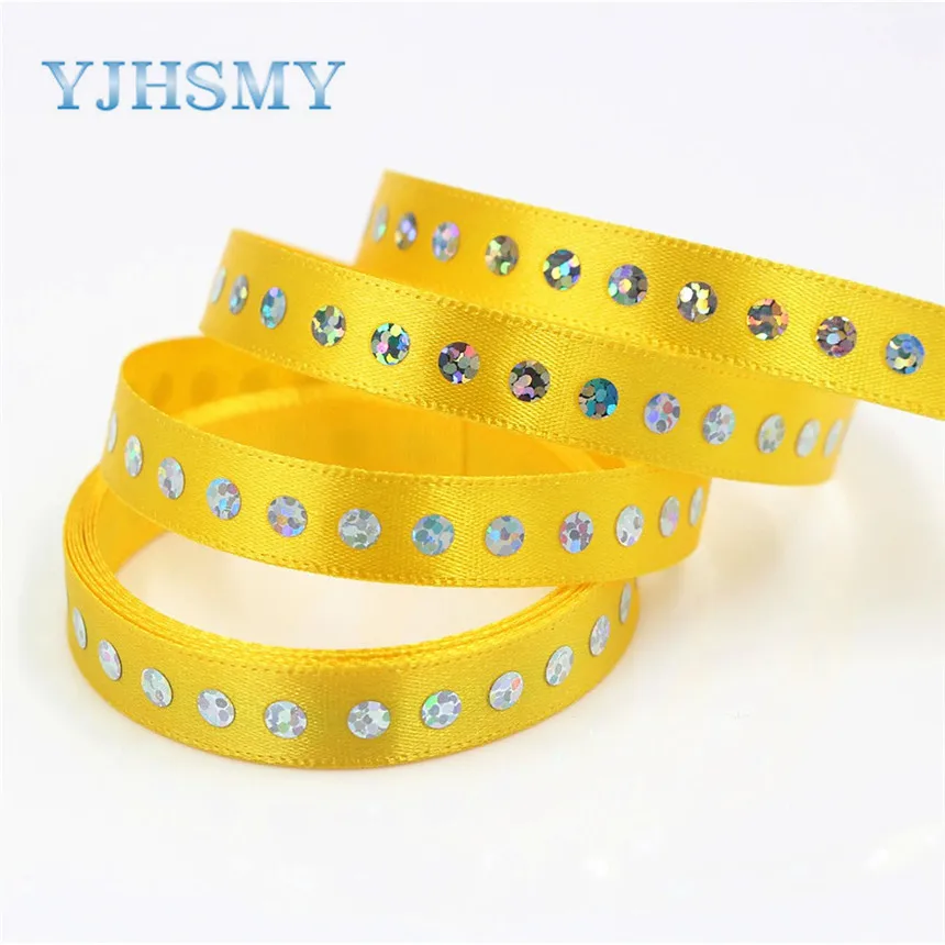 D-18411-618 YJHSMY D-18411-608, 2 ярда, 10 мм чистая лента Белая лента с блестками свадебные аксессуары DIY ручной работы материал День святого Валентина - Цвет: D-18411-618