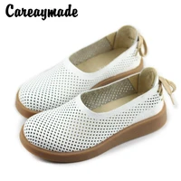 careaymade free shippingoriginal pure handmade genuine leather shoes womens summer hollows leisure leather sandals