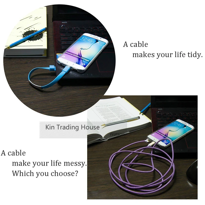 Данных Зарядное устройство кабель для iPhone Мини короткие плоские браслет Micro