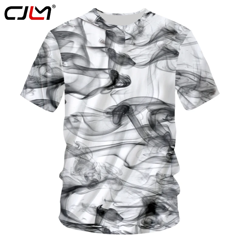 CJLM Cool Tshirts Mens 3d Funny Print Watercolor Dreamy Smoke Lines T-shirt Hip Hop Streetwear Casual O Neck Short-sleeve Tees | Мужская