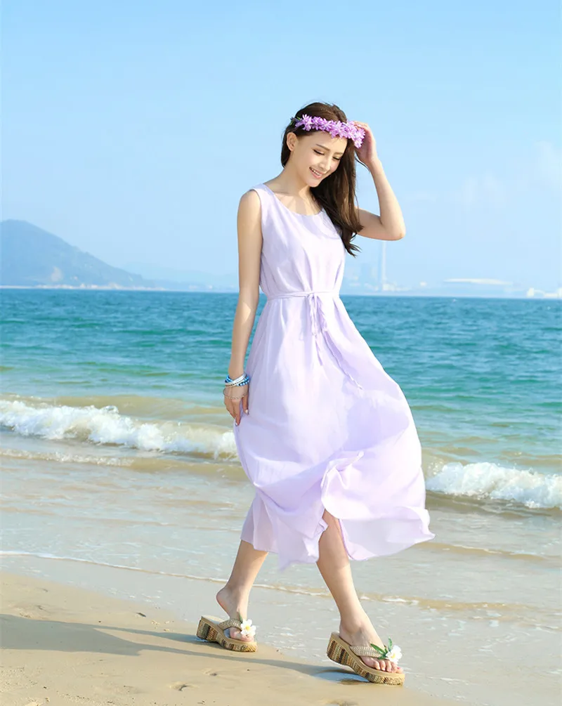 1 Х Женщин Рукавов Boho Чешские Шифон Летний Пляж Длиной Макси Платье H1052 | Женская