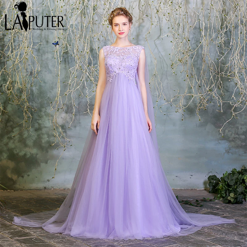 2017 robe de soiree courte Сиреневый Фиолетовый Тюль для беременных в России романтическое