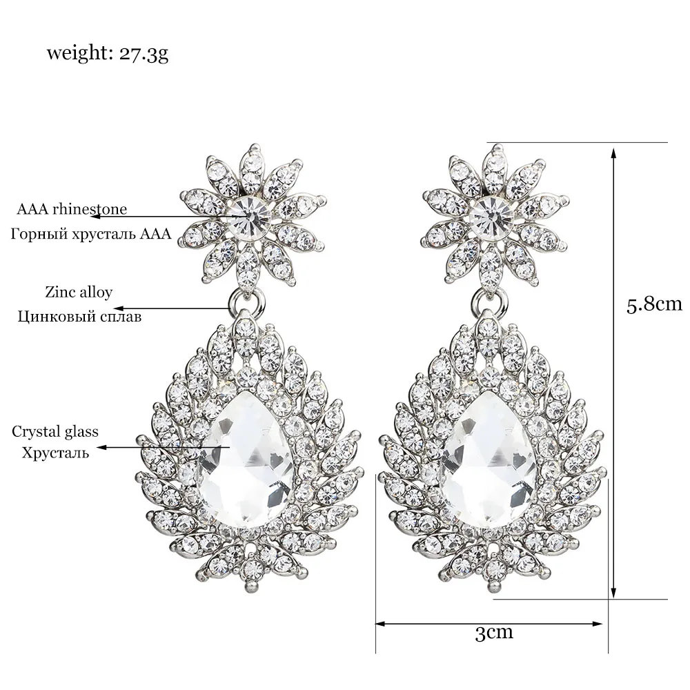 Женские серьги подвески с кристаллами стразы свадебные украшения|crystal rhinestone