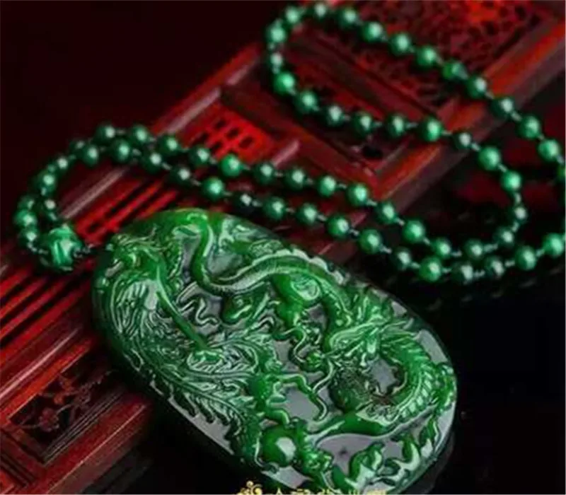 Подвеска из натурального бирманского камня подвеска с резным зеленым драконом и