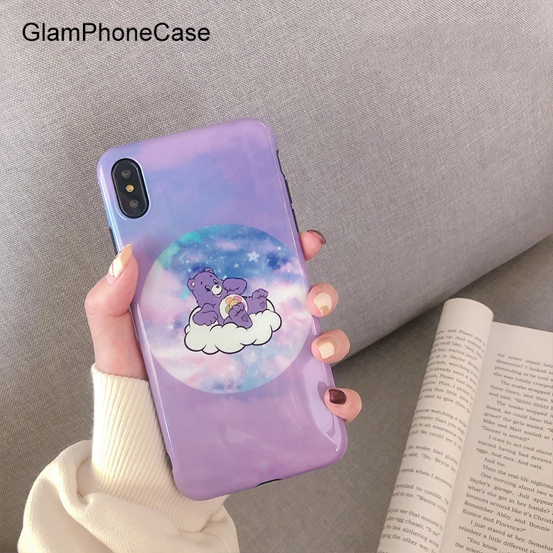 GlamPhoneCase милый мультяшный Фиолетовый Медведь чехол для телефона iPhone 6 6S 7 8 Plus XS Max XR X