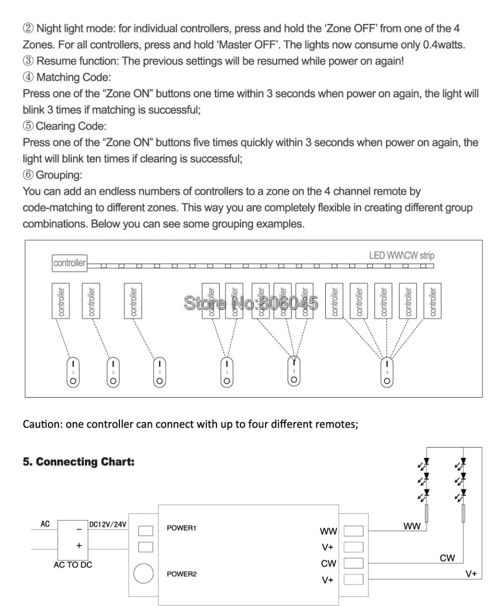 MiLight теплый белый свет/холодный белый Светодиодные ленты 4-Зона CCT DC12V 24V 10A 2,4G Беспроводной с Wi-Fi и дистанционным управлением Совместимость