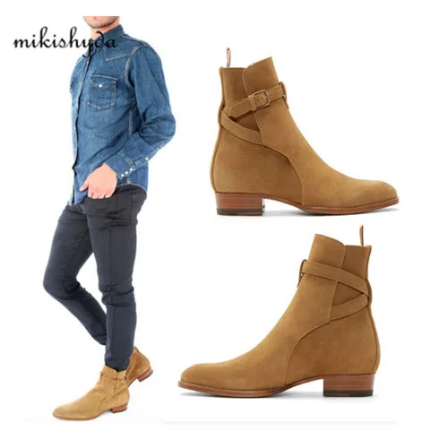 Лидер продаж 2016 года Мужские замшевые ботинки Новые ручной работы на креповой