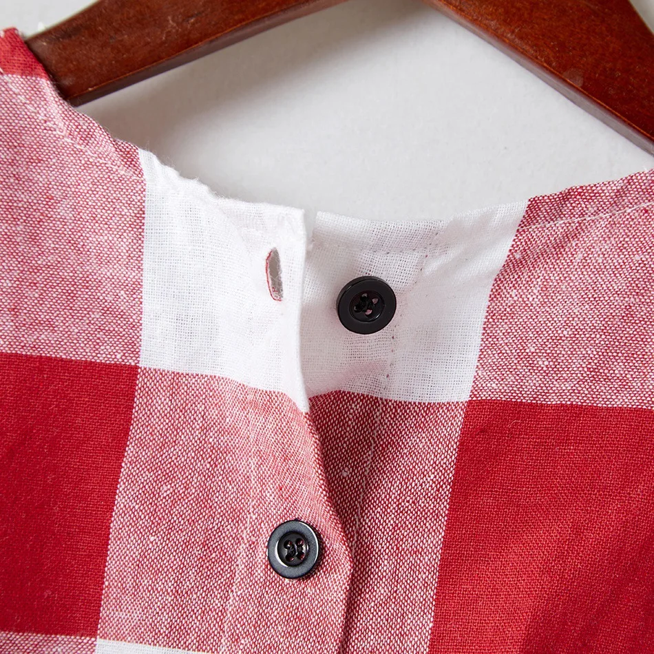 Клетчатые одинаковые комплекты для семьи короткие штаны Одинаковая одежда мамы