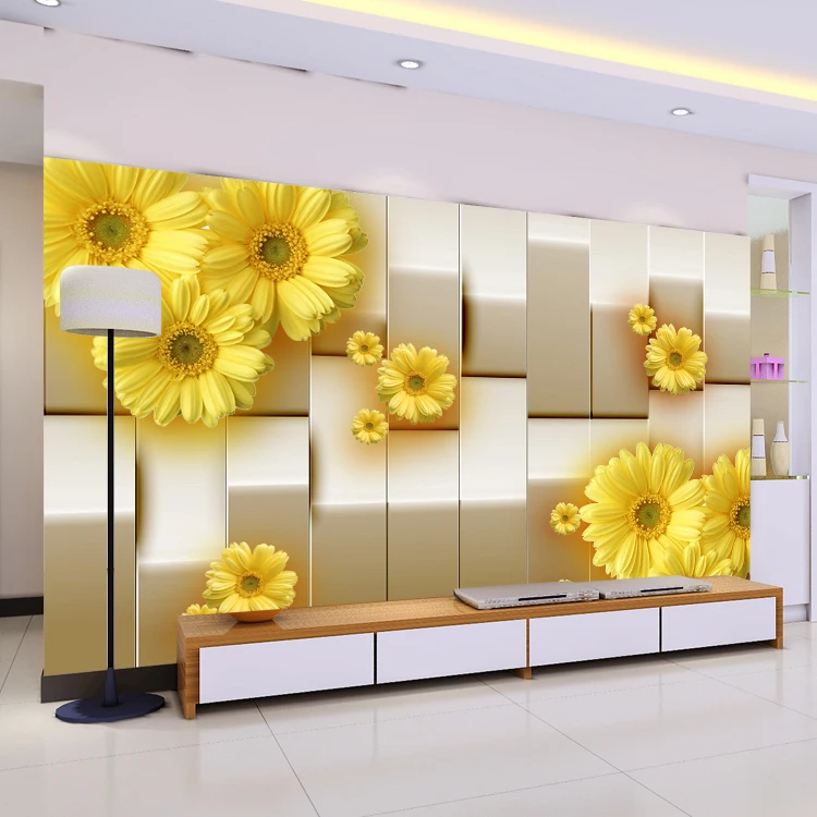 Желтая хризантема цветок 3d Настенные обои для гостиной ТВ диван фон 8d фото фрески