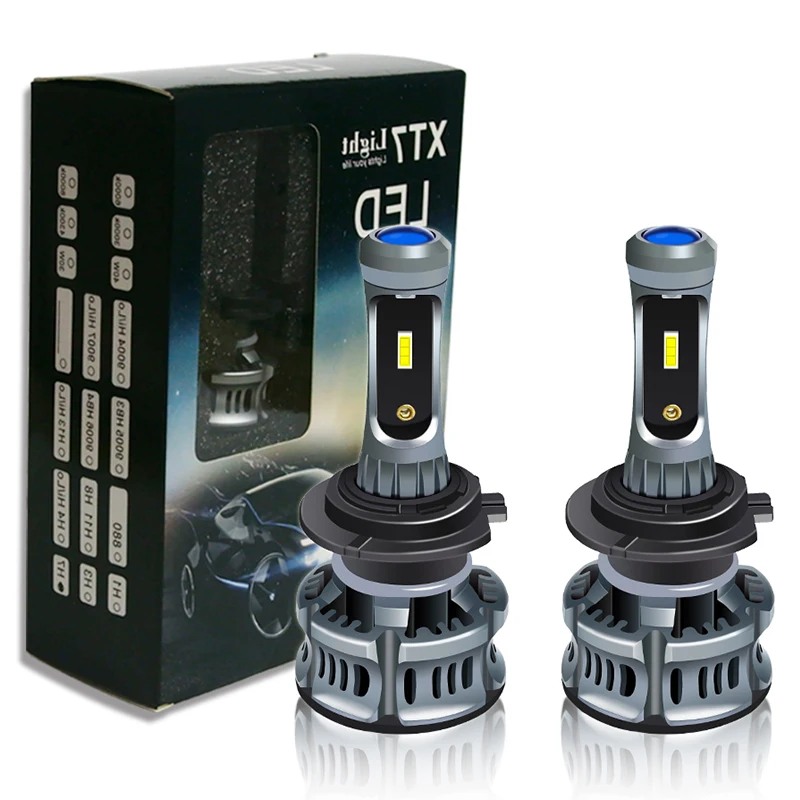 Фара H7 H4 H1 Led 2 шт. XT7 Автомобильные светодиодные фары наборы налобный фонарь синий