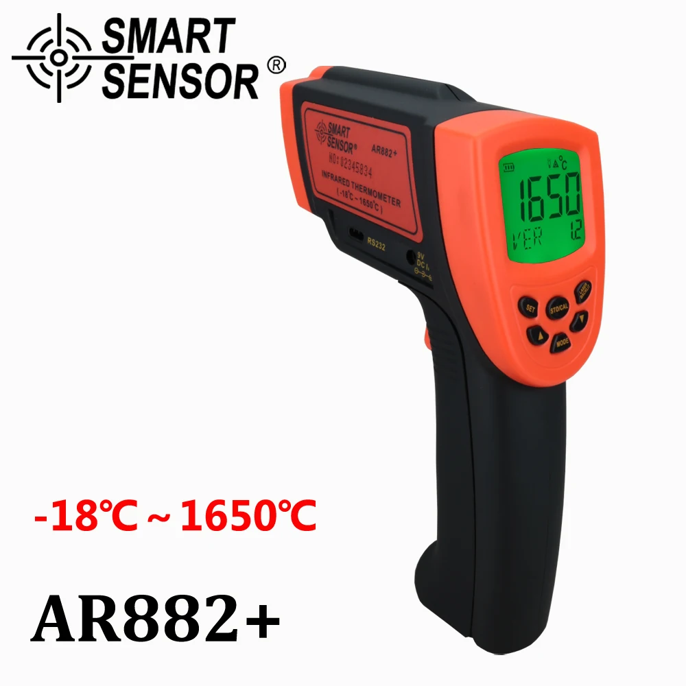 AR882 + цифровой термометр Бесконтактный ИК инфракрасный пирометр с USB RS232 1650 C